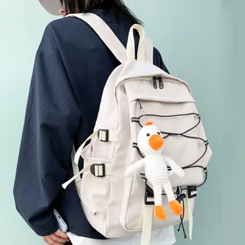 

2020 New Solid Color waterproof nylon Women Backpack High capacity reflective drawstring Student schoolbag unisex Travel bagpack