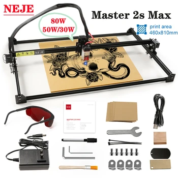 Máquina de grabado láser NEJE Master 2s Max 80W/50W CNC, máquina de grabado láser Lightburn LaserGRBL, Control por aplicación Bluetooth, fresadora de madera, impresora 3D