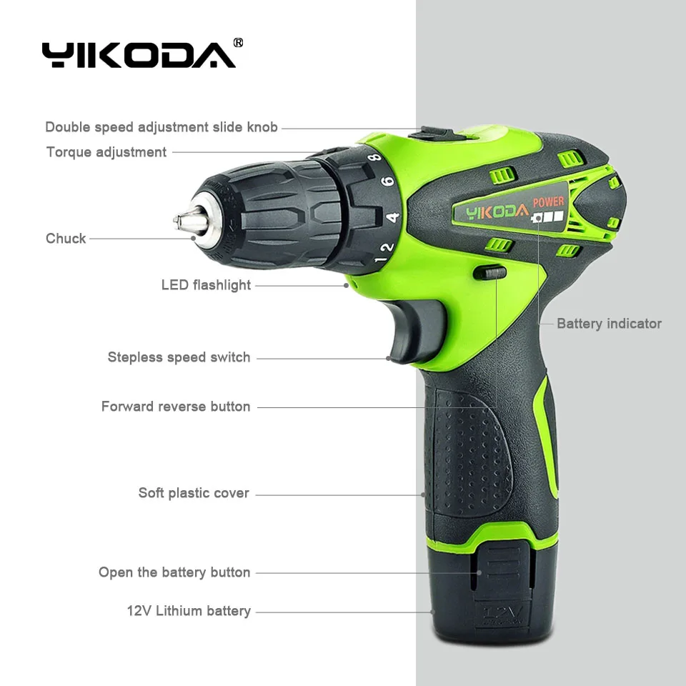 12 В Ручной Аккумуляторный шуруповерт аккумуляторная дрель Мини электрическая