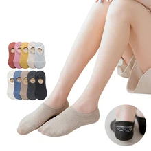 

5 Pairs/lot Candy Solid Color Silicone Anti-offing Invisible Cotton Summer Women Boat Casual Sock Slippers Socks Size EU 36-42