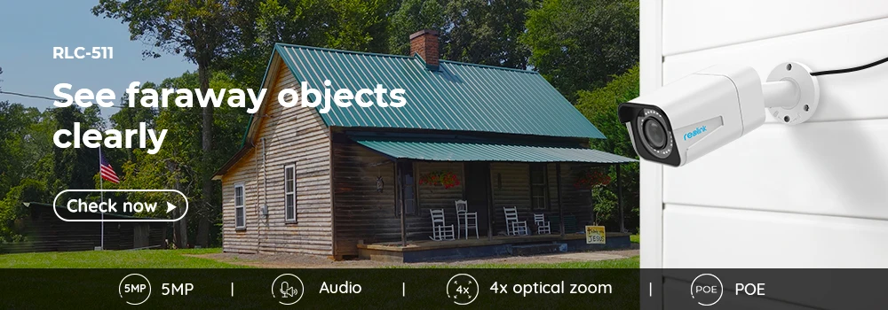 Reolink 5MP Cаmera PoE, уличная камера безопасности, водонепроницаемая ip-камера, инфракрасная, 30 м, ночное видение, видео камера, RLC-410, 5MP
