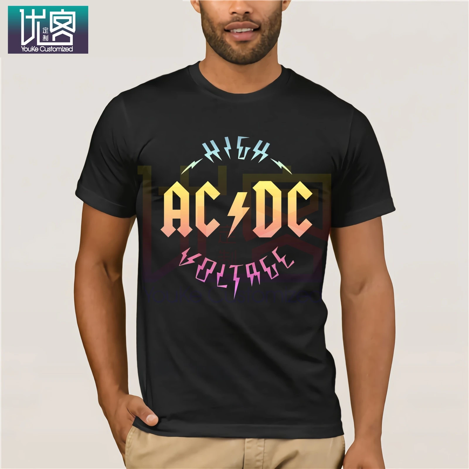 

High Ac dc Voltage T-Shirt Humor Tee Shirt 100% Cotton Tops Graphic Tops Summer Tees Cotton O Neck T-Shirt Vintage Crew Neck