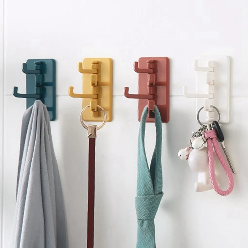 Самоклеящийся вращающийся крючок настенный стеллаж для хранения ключей вешалка для одежды складной крючок