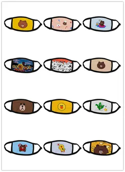 

Line Friends Series Mouth Mask Ice Cotton Reusable Cute and cuddly Popular For Kids Cartoon Mouth Cover 9pcd/pack mix color