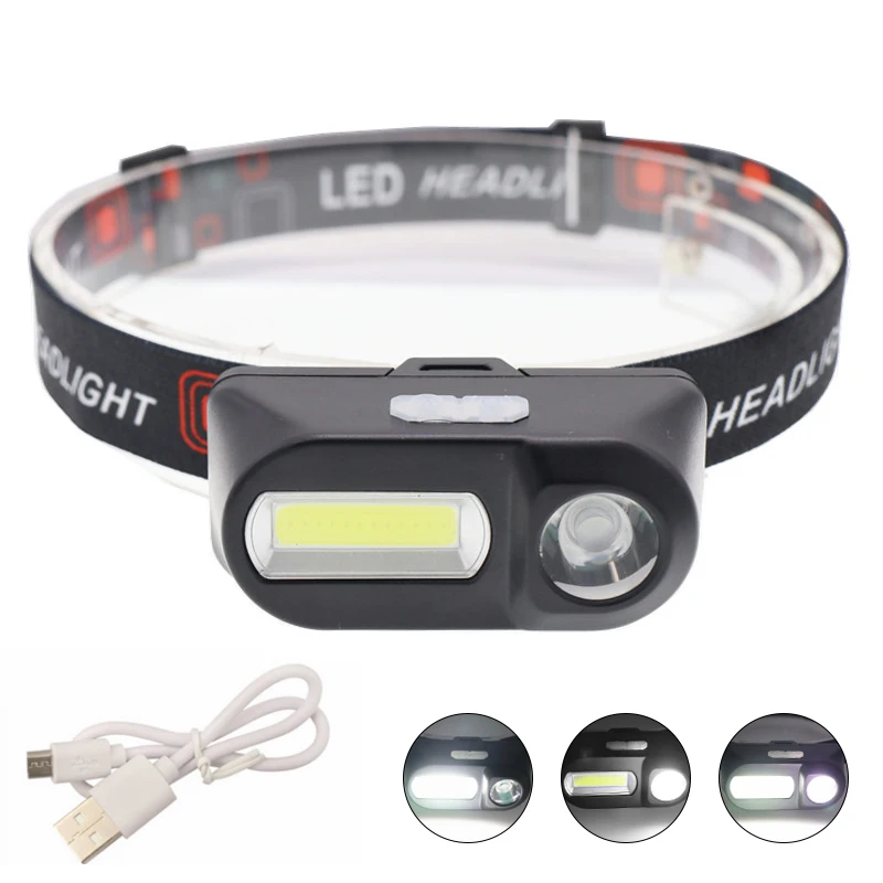 

LED Outdoor Camping Headlights COB Flashlight USB Rechargeable Headlights Waterproof Work Lights Do Not Contain Batteries
