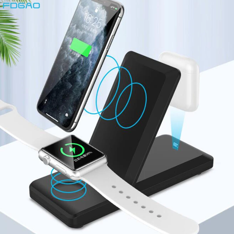 Беспроводная зарядная док-станция FDGAO 3 в 1 15 Вт для iPhone 11 XS 8 X Samsung S20 Qi Быстрая