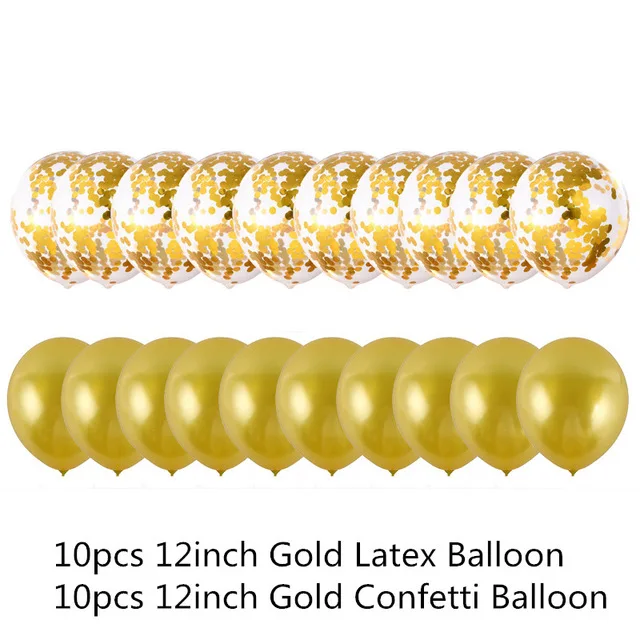 20pcs Gold 20 шт хром золотистый воздушный шар набор Конфетти День рождения детский игрушечный шар юбилей украшения специальный подарок для гостей свадьбы - Цвет: 20pcs Gold
