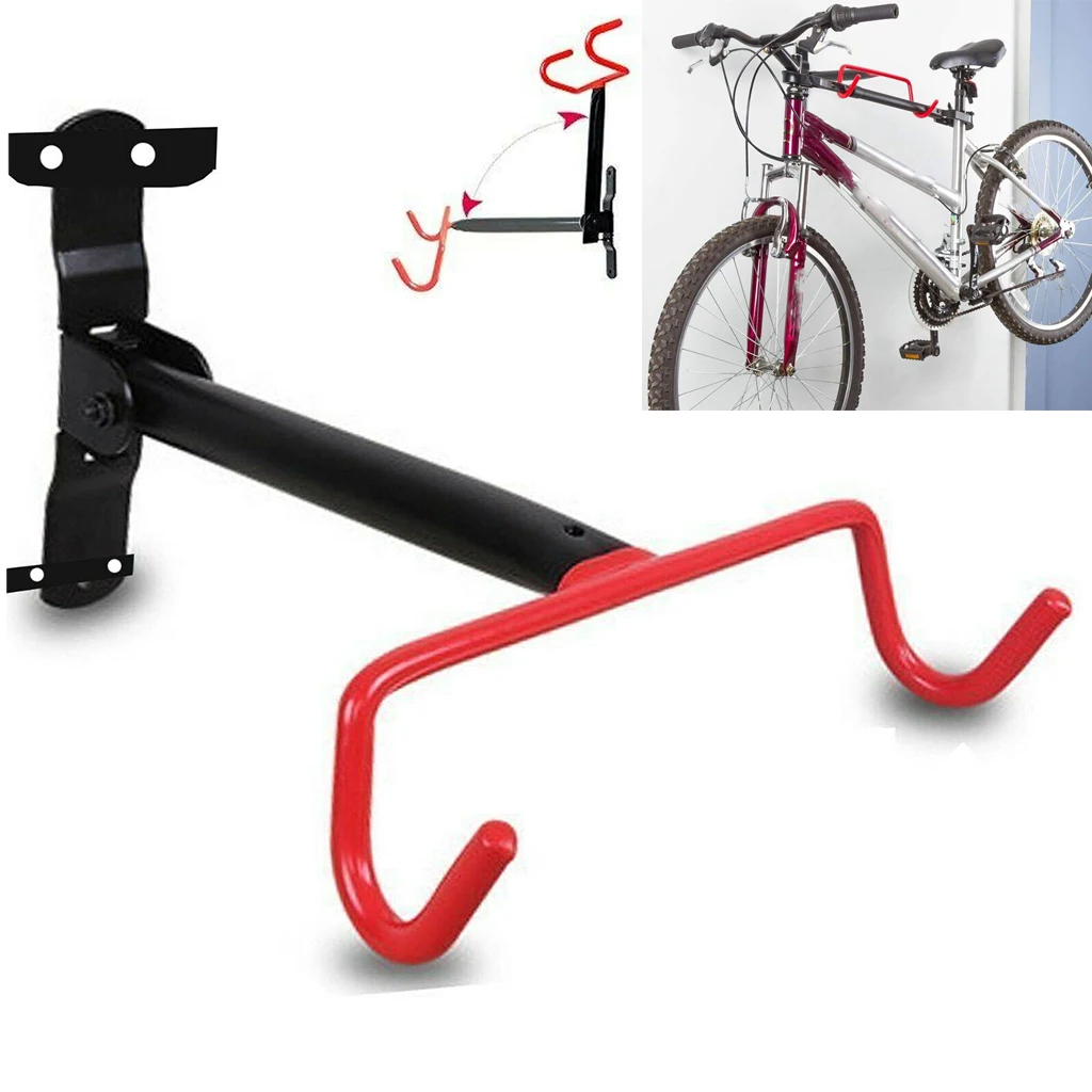 Heavy Duty Bike Mount Hanger Rubber-Coated Hook Garage Bicycle Store Rack Stand & Mounting Screws for Bike Secure Stable Hanging