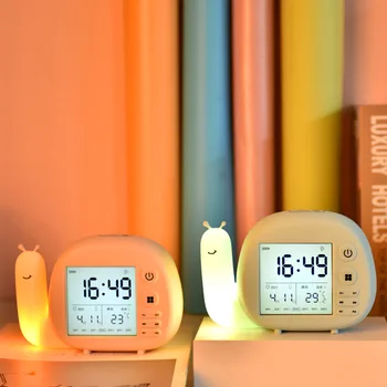 

Small Snail Night Light Alarm Clock Creative Children's Gifts Multi-function Smart Digital Silicone Bedside Small Alarm Clock