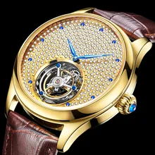 Оригинальные часы с настоящим Tourbillon, мужские сапфировые часы с полностью кристальным бриллиантовым циферблатом, женские механические наручные часы, мужские светящиеся часы