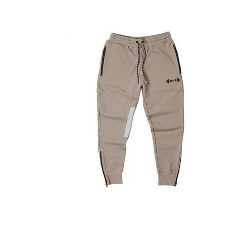 Khaki Мужские новые модные спортивные штаны для фитнеса, Мужские штаны для пробежки, тонкие спортивные штаны, качественные хлопковые спортивные штаны для фитнеса - Цвет: Khaki