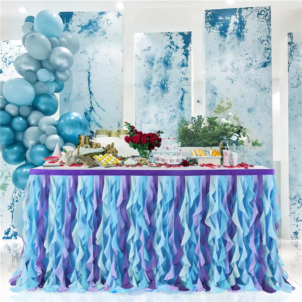 6FT Wedding Party Tutu Tulle Table Skirt Cover Tableware Cloth Baby Shower Party Home Decor Table Skirting Birthday