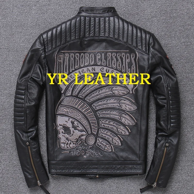 Gratis Verzending. groothandel. merk Motor Biker Echt Lederen Jas. indian Borduren Koe Lederen Jas. plus Size Slim Jassen Gratis Verzending. groothandel. merk Motor Biker Echt Lederen Jas. indian Borduren Koe Lederen Jas. plus Size Slim Jassen
