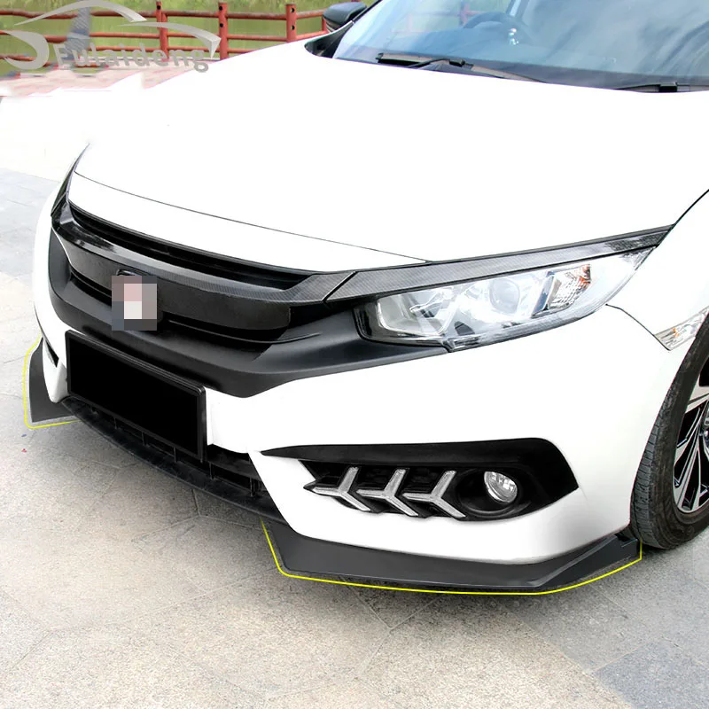 Для Honda Civic Sedan ABS Матовый Черный Автомобильный передний бампер для губ диффузоры рассеиватели Canard Автомобиль Стайлинг Аксессуары 2 шт