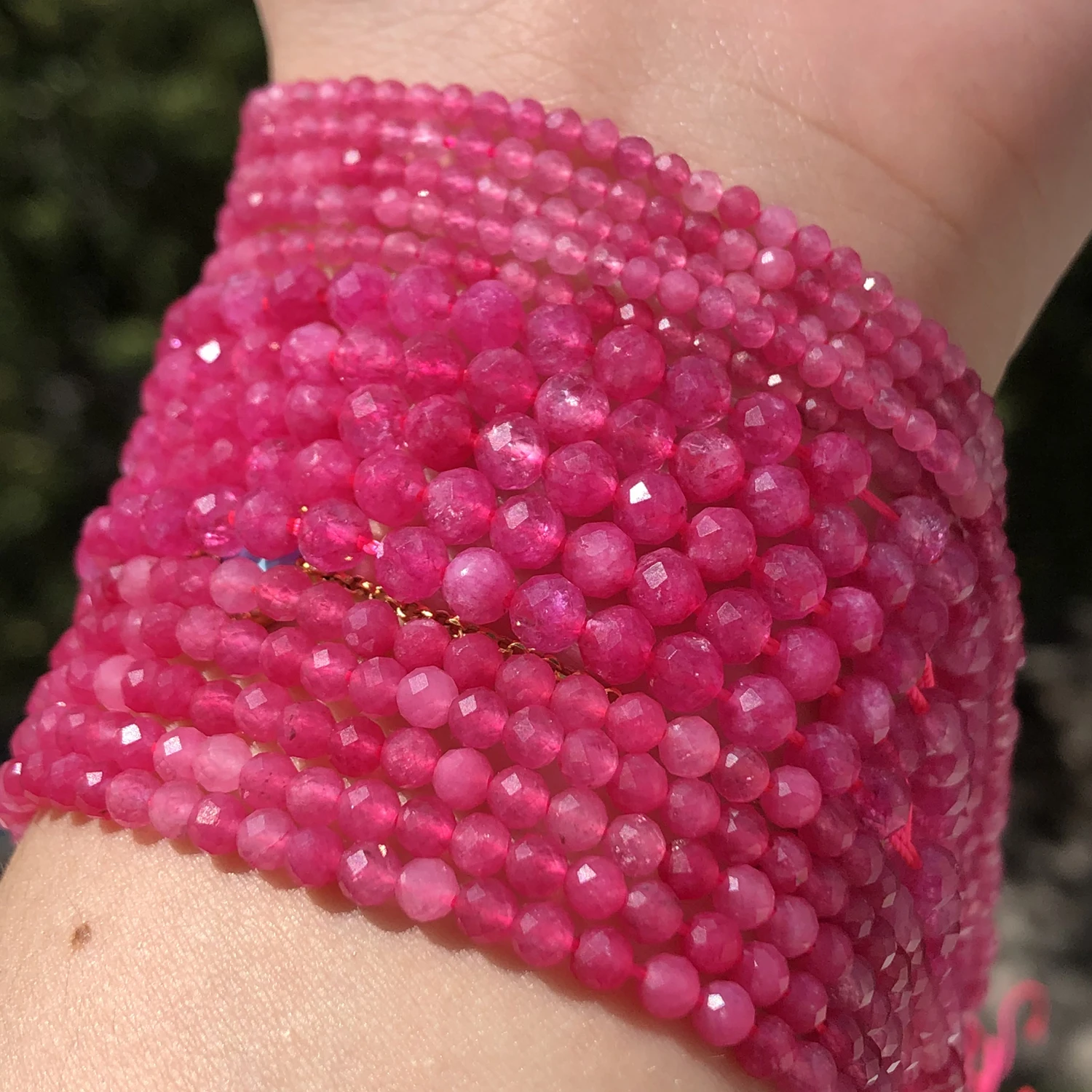 

Natural Stone Faceted Fuschia Quartz Crystal Small Beads for Jewelry DIY 2 3 4mm Round Beads Making Bracelet Accessories 15''