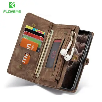 

FLOVEME Retro Leather Wallet Case For Samsung S8 S9 S10 Plus S7 Edge NOTE 9 10 A20 A40 A50 A70 A80 Zipper Card Holder Handbag