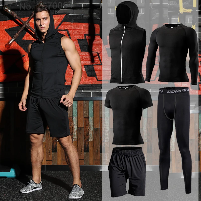 

Men Sportswear Compression Sport Suits Quick Dry Running Sets Clothes Sports Joggers Training Gym Fitness Tracksuits Running Set