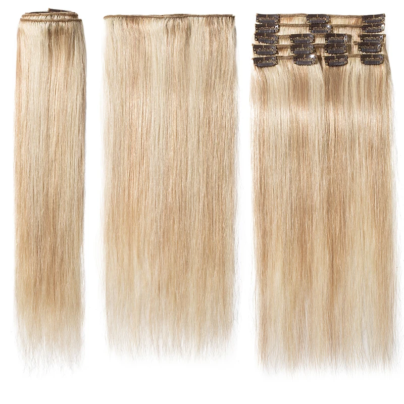SEGO 8"-24" 45g-75g Straight Clip In Human Hair Extensions 8pc/set Natural Non-Remy  Hair Clip Ins Brazilian Hair