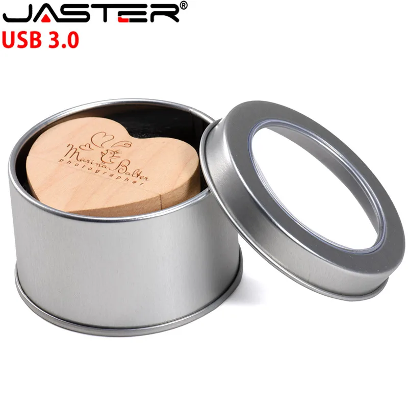 Флэш накопитель JASTER в виде кленового сердца + металлическая коробка USB 3 0 флэш 4 ГБ