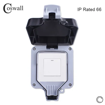 

Coswall IP66 Weatherproof Waterproof Outdoor Wall Switch 1 gang 1 way Momentary Contact Reset Switch Push Button Switch