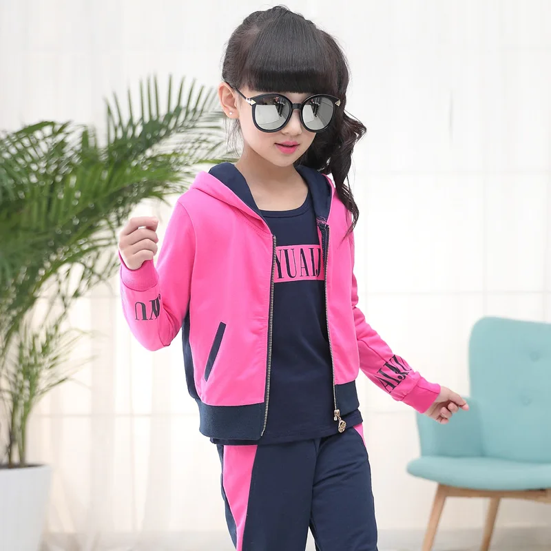 

Girl'S Three-piece 2019 New Style Autumn Clothing GIRL'S Three-piece Long Sleeve Big Boy CHILDREN'S Suit Korean-style Sportswear