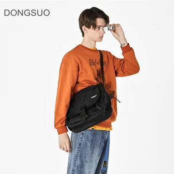 

Waterproof Oxford messenger bag men bag large capacity shoulder bag hip hop bag school bag for teenager black color 2020 ins new