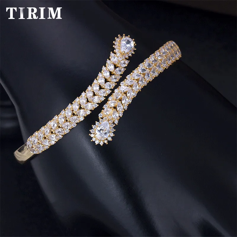 

TIRIM Personalize Exquisite Luxury Micro Paved Baguette Cubic Zircon Adjustable Bangle/Ring Sets For Women Wedding Party Jewelry