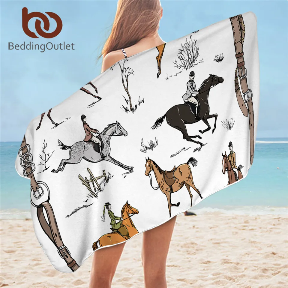 BeddingOutlet Equestrian Bath Towel England Tradition Horse Riding Microfiber Beach Towel Sports Picnic Mat 75x150 Thin Blanket