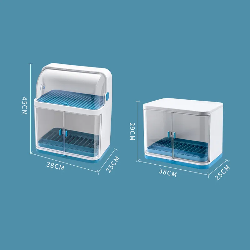 Household Plastic Kitchen Cutlery Storage Box Draining Bowl and Dish Shelf with Lid Double and Single Layer