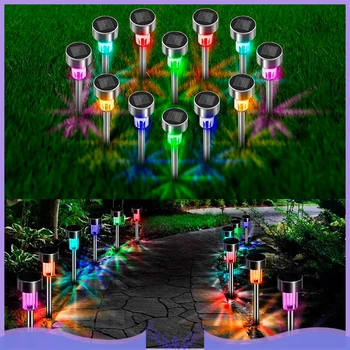 

24 Color Solar Powered LED Garden Lights Automatic Led Lawn Lamps Outdoor Path Underground Floodlights Lighting Solar Lamps