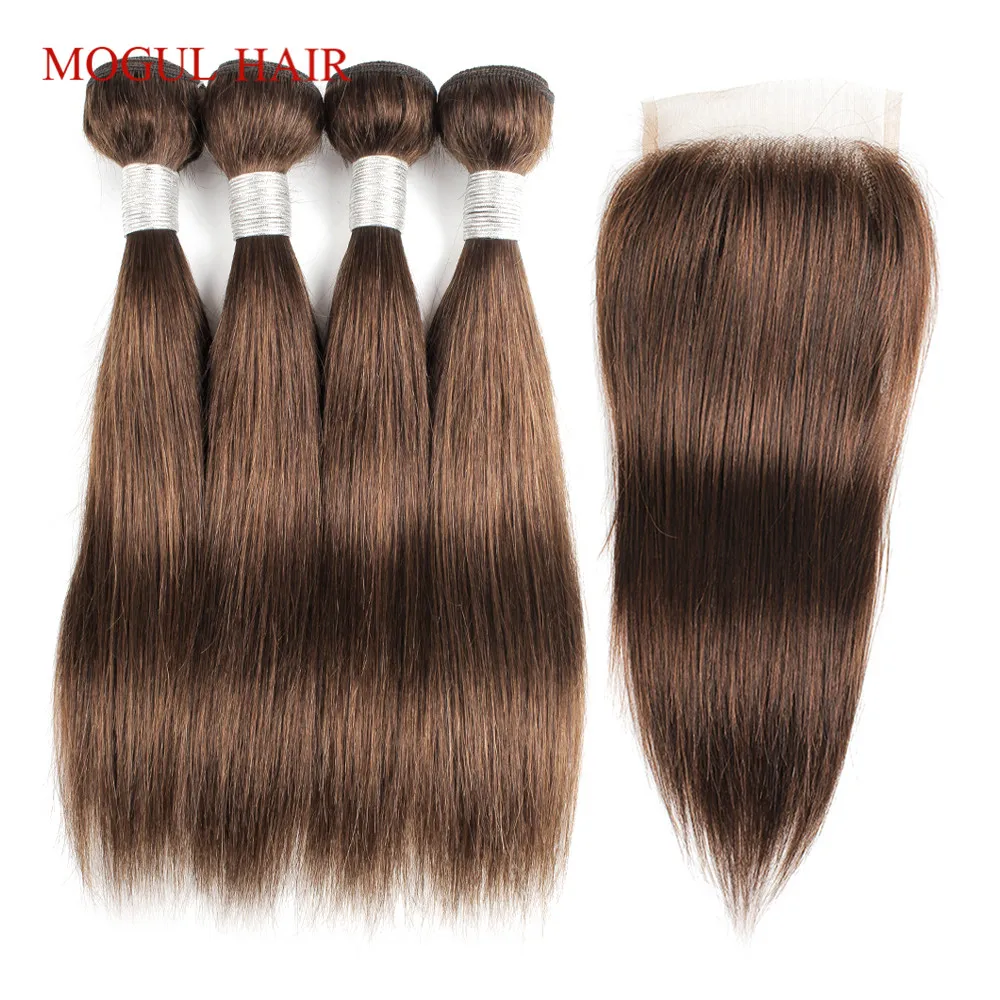 MOGUL волос 50 г/шт. 4 Комплект с закрытием чёрный коричневый пряди короткий Боб Стиль