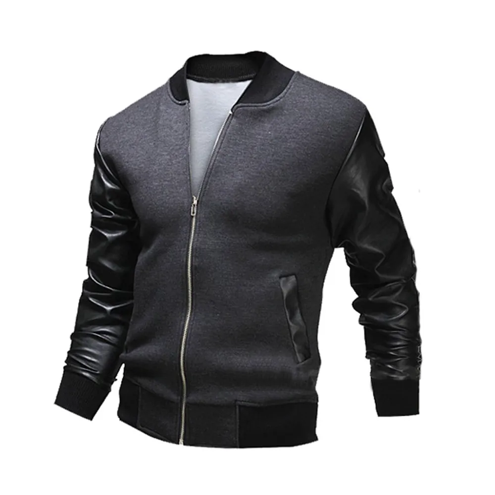 

JAYCOSIN Men's Jackets Fashion Men Jackets Tops Man patchwork casual coats Autumn Winter Slim Collar male jacket PU Leather