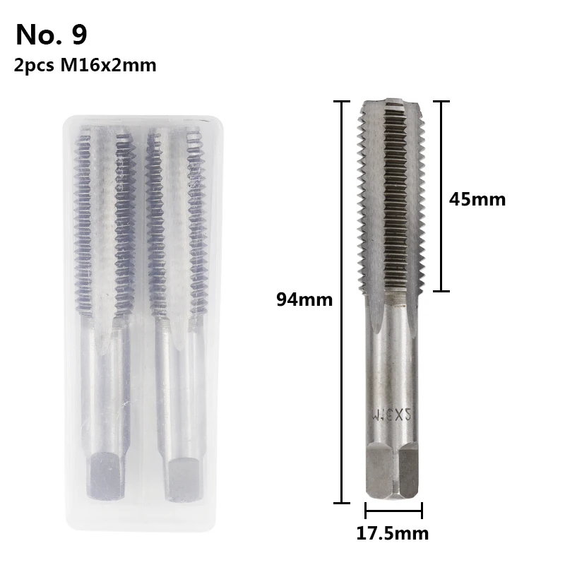 2pcs M16x2mm XCAN 2 шт. M3-M16 HSS резьбовой кран сверлильный набор правый ручной кран с винтовой резьбой ручные нарезные инструменты заглушка Метчик сверление металла - Цвет: 2pcs M16x2mm