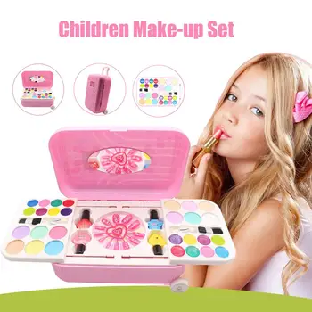 

Children Pretend Play Make Up Toy Portable Travel Case Cosmetics Kit Safe Non-toxic Lipsticks Eyeshadow Nail Polish Makeup Toys