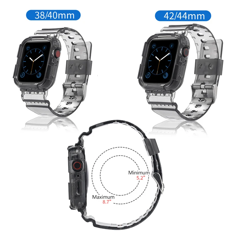 Case+Strap For Apple Watch Band 40mm 44mm 42mm 38mm Accessories Soft Transparent Bracelet iWatch  for iWatch Series 6 5 4 3 2 1