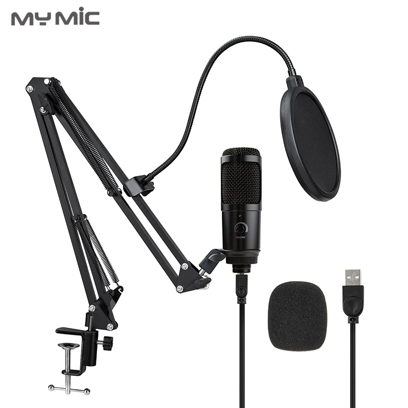 My Mic BM009UX профессиональный микрофон конденсаторный студийный USB микрофон Микрофон с подставкой для компьютера