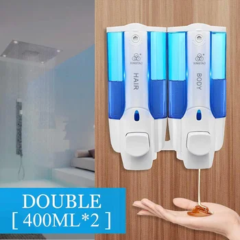 

41.5ml/Drop Soap Dispenser Hotel Accessories Wall Mounted Liquid 400/800ml Shower Shampoo Pump Bathroom Plastic Anti-dust Decor
