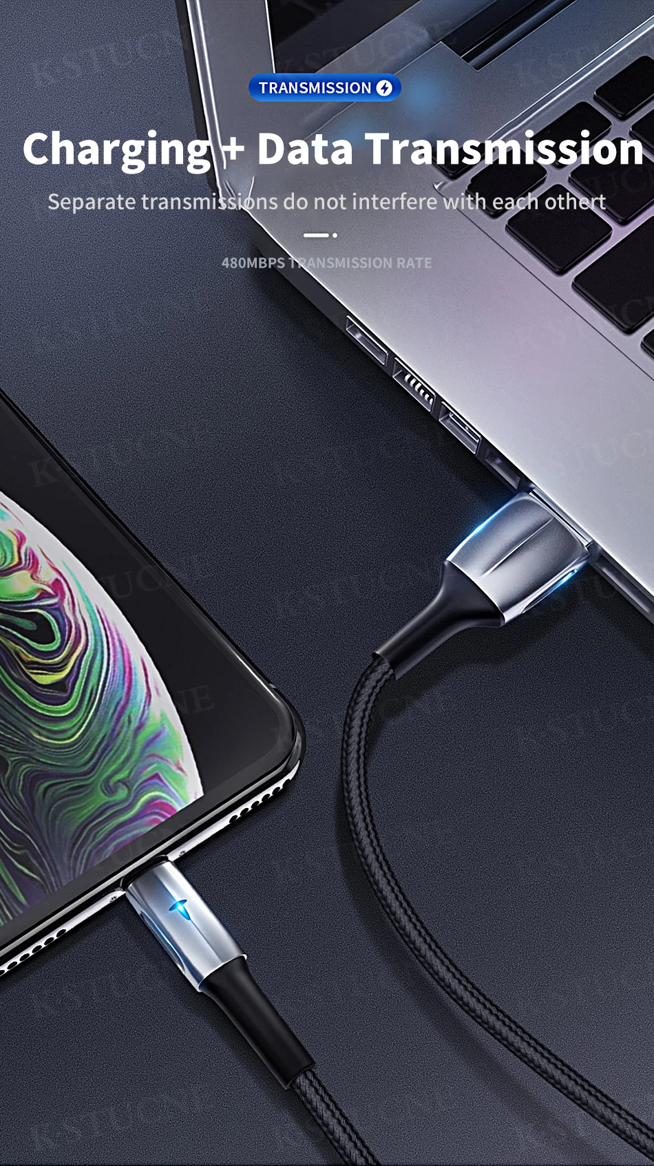 KSTUCNE светодиодный 2 м Micro USB кабель 3A QC3.0 Быстрая зарядка провода для samsung J7 Xiaomi Redmi Note 5 Pro Android кабель для передачи данных для мобильного телефона