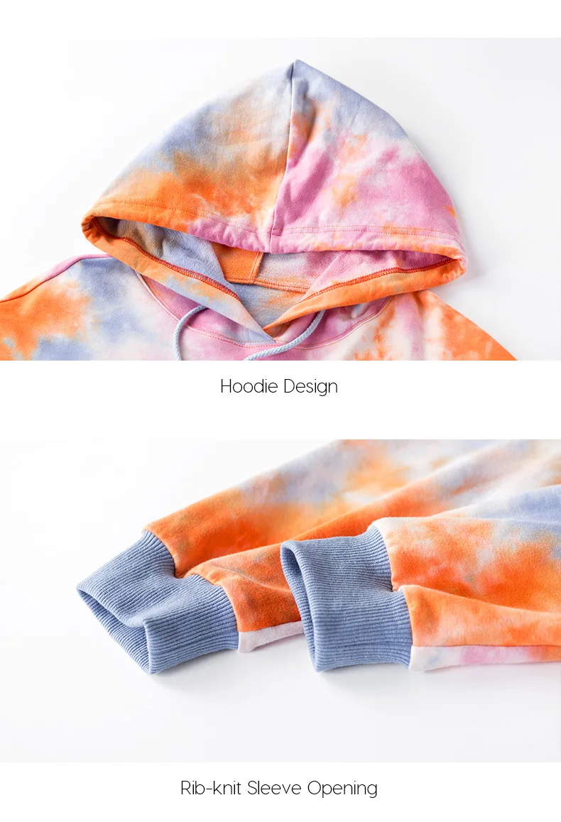 Vimly Women Cotton Tie-Dye Casual Autumn Hoodies Female Color Block Long Sleeve Stylish Sweatshirts Korean Style Street Wear
