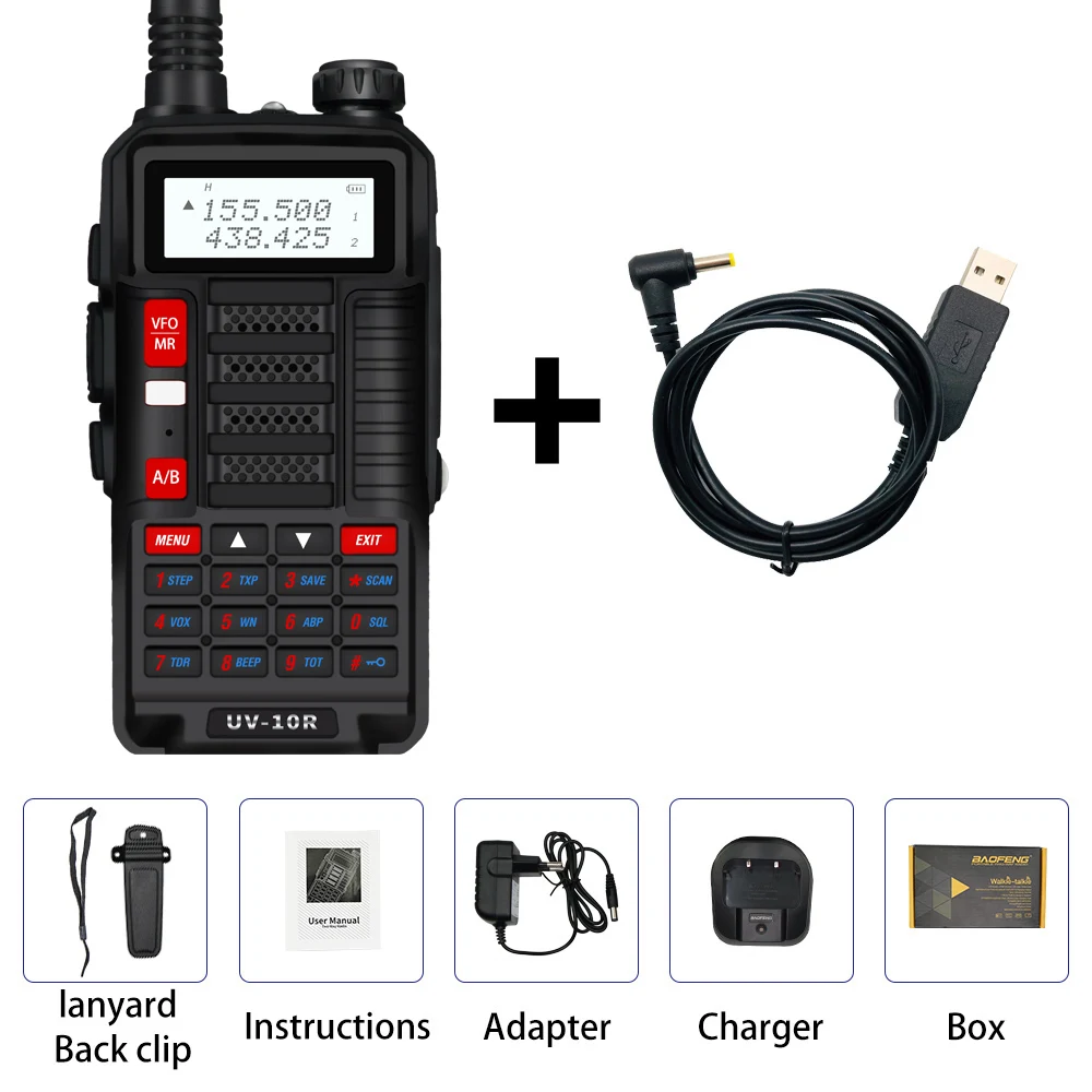 walkie talkie Baofeng  New Upgrade WalkieTalkie UV-10R Handheld Dual Band VHF/UHF HF Transceiver 10W 4800mAh Two Way Ham Radio For Hunting best long range walkie talkie Walkie Talkie