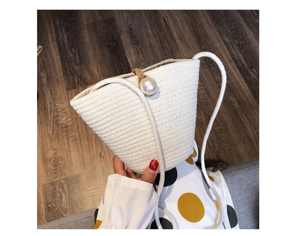 Summer Pearl Design Straw Bags For 2020 Women Shoulder Messenger Bag Handmade Female Travel Beach Bag Ladies Purses And Handbags