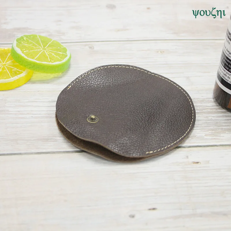 

Circle Simple PU Leather Snap Closure Mini Purse Cool Leather Circle Earphones Purse Logo