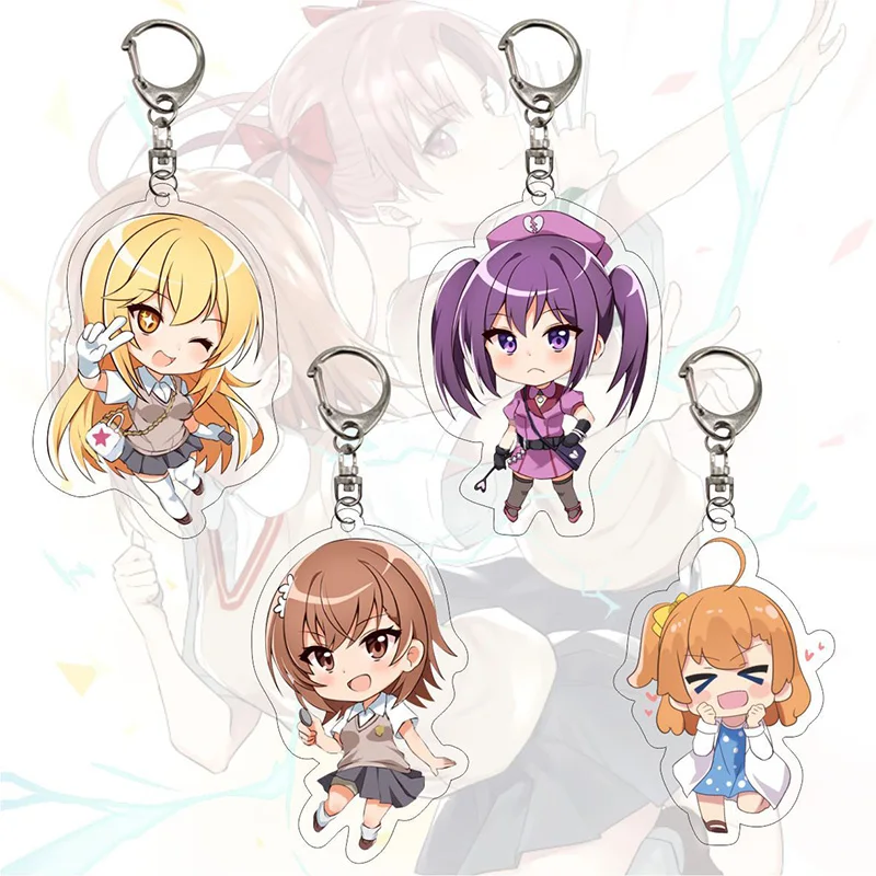 Toaru Kagaku No Railgun Keychain Misaka Mikoto Acrylic Charms Key Chain Men Pendant Ring Girls Holder Jewelry Llaveros | Украшения и
