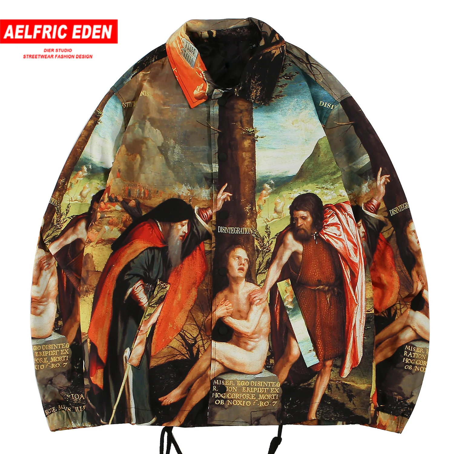 

Aelfric Eden Hip Hop Vintage Painting Printed Mens Jackets 2019 Harajuku Tops Fashion Casual Cotton Oversized Coats Streetwear