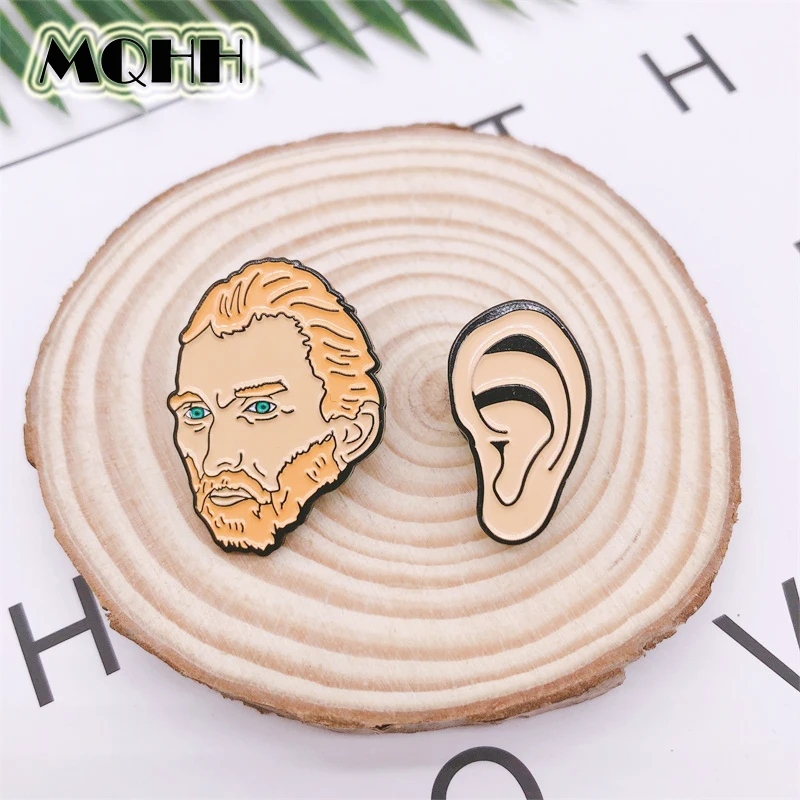 

creative character avatar earrings humanoid enamel brooch face alloy badge cowboy clothes bag pin punk creative woman jewelry