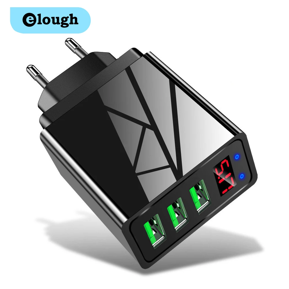 Зарядное устройство Elough 18Вт QC3.0 3 1 А 3xUSB Type-A черный/белый | Мобильные телефоны и