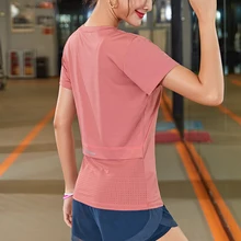 Женские топы для йоги с коротким рукавом, быстросохнущие спортивные футболки для фитнеса, топы для спортзала, бега, тренировок, тонкая рубашка для йоги, одежда для фитнеса