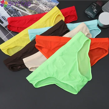 

Sexy Men's Underwear One-piece Ultra-thin Transparent Ice Silk Men's Briefs Low Waist Shorts Men Elastic Panties Underpants
