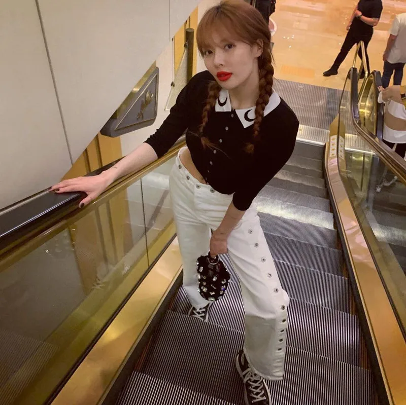 Harajuku Винтаж ins Горячая корейский стиль Тонкий Луна шаблон kawaii милый вязаный кардиган с коротким рукавом укороченный Топ тройник YQ-1051