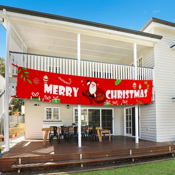 

299x48cm christmas pull red cloth banner for merry christmas villa house wall fireplace widow decor for xmas santa natal flags